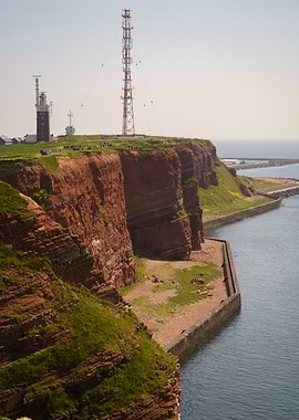 Heligoland Island Cliffside View - Lighthouse on the red sandstone