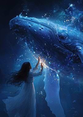 Whale and Woman in Blue Light