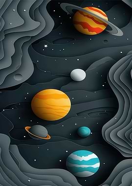 Paper Cut Space Scene