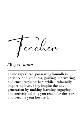Teacher Definition Poster Inspirational Wall Art for Educators & Classrooms