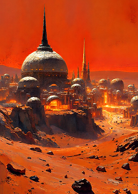 Martian Cityscape with Domed Architecture
