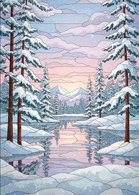 Winter Landscape with Snow-Covered Trees