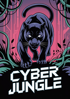 Cyber Jungle Panther Illustration