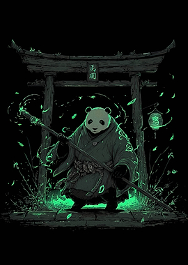 Panda Monk at Torii Gate