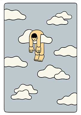 Man in Clouds Illustration