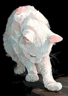 White Cat Digital Art - catching a bug