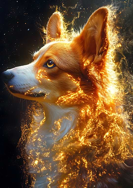 Fiery Corgi Portrait