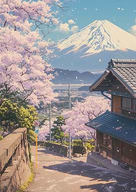 Mount Fuji and Cherry Blossoms