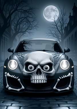 Spooky Car with Skull and Bones