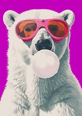 Cool Polar Bear with Bubble Gum