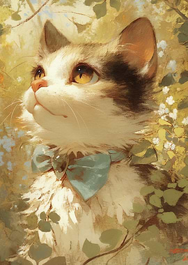 Elegant Cat with Bow Tie Painting