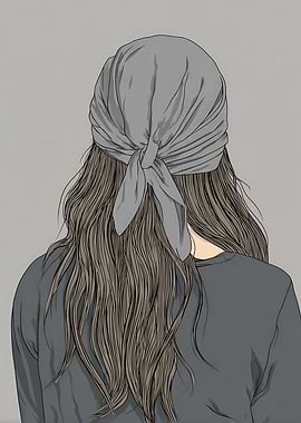 Woman with Headscarf Digital Art