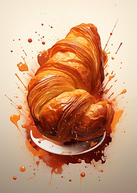 Golden Croissant Food Art