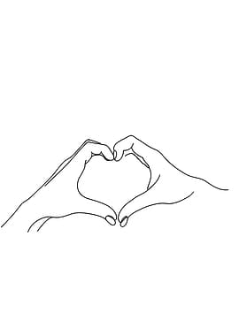 Hands forming heart Minimalist line art