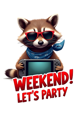 Weekend Party Raccoon Gamer