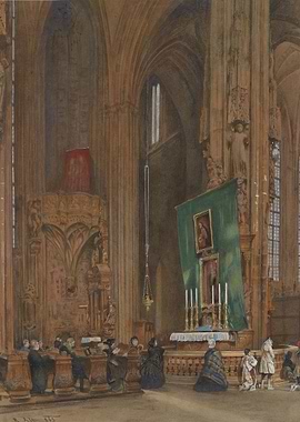 Cathedral Interior with People