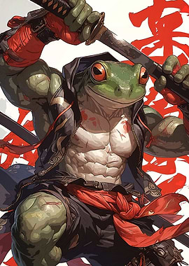 Muscular Frog Samurai Katana