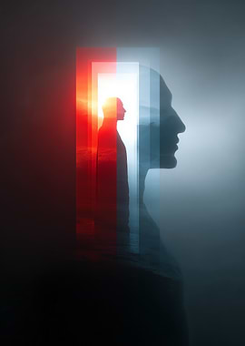 Silhouette Portrait with Rectangular Layers