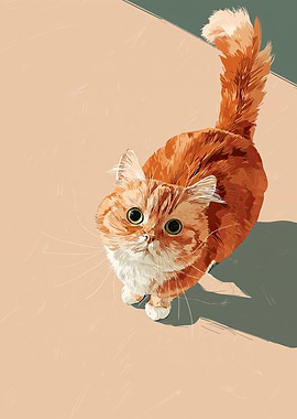 Cute Ginger Cat Looking Upward