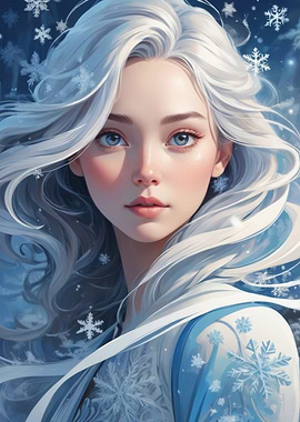Winter Girl with Snowflakes