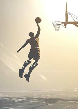 Basketball Player Dunking Silhouette