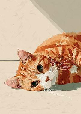 Resting Orange Tabby Cat Illustration