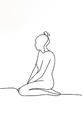 Minimalist Sitting Woman Line Art