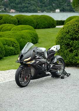 Black and Silver Motorcycle in Garden