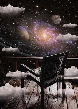 Cosmic Balcony View with Chair