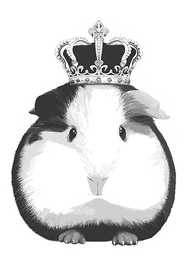 Guinea Pig with Crown Illustration