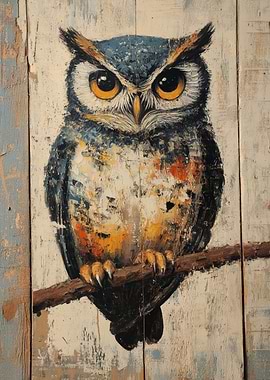 Owl Painting on Wood Panel | Simple Bird Wall Art