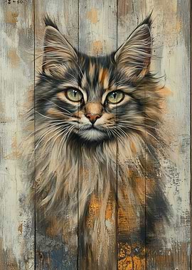 Cat Portrait on Wood Panel | Regal Cat Wall Art