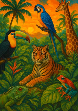 Tropical Wildlife Painting
