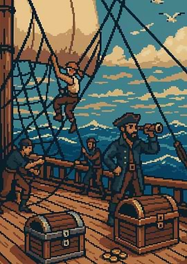 Pixel Art - Pirate Ship Adventure