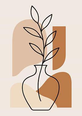 Minimalist Plant in Vase Art