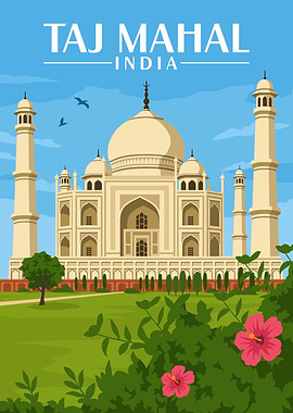 Taj Mahal India Travel Poster