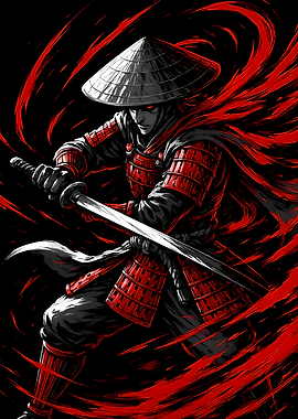 Japanese Samurai Warrior In Battle