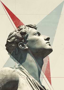 Statue with Geometric Overlay