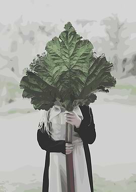 Woman with Giant Leaf