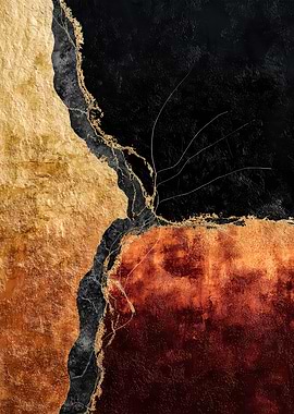 Abstract Gold, Black, and Copper Art