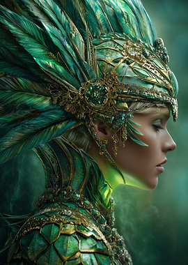 Emerald Queen with Feathered Headdress