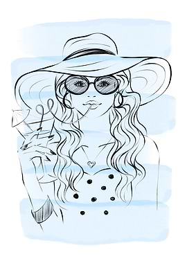 Elegant Selena girl with Cocktail