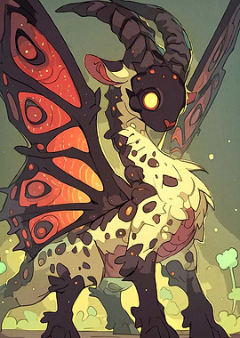 Moth-winged creature horns