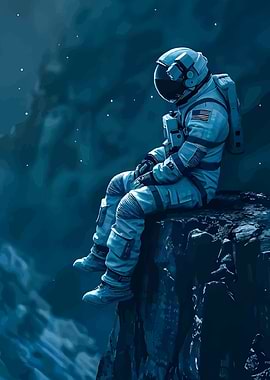 Lonely Astronaut on a Cliff