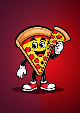 Cartoon Pizza Slice Character Illustration