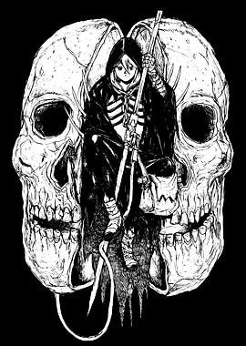 Grim Reaper and Skull
