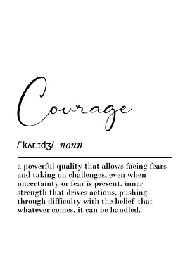 Courage Definition Poster Motivational Wall Art for Office & Inner Strength