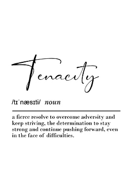 Tenacity Definition Poster Motivational Office Wall Art for Determination