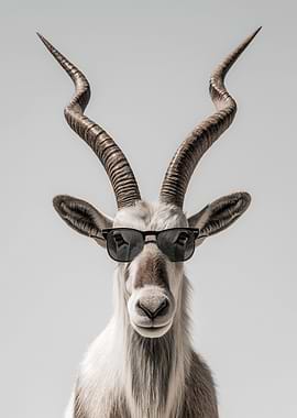 Cool Addax with Sunglasses Portrait