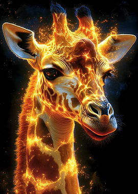 Fiery Giraffe Portrait